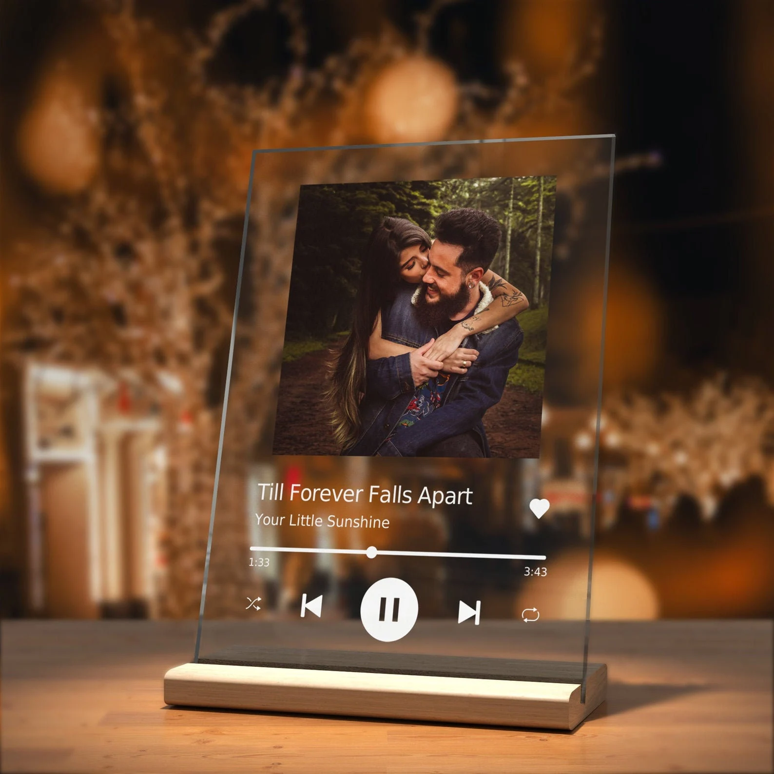 Music player with couple's photo.