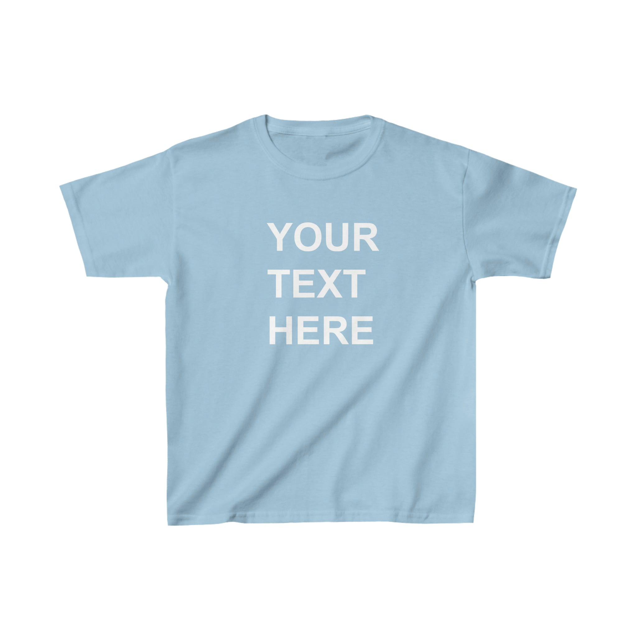 A colorful personalized kids tee shirt featuring custom text, made from soft cotton fabric, perfect for children.