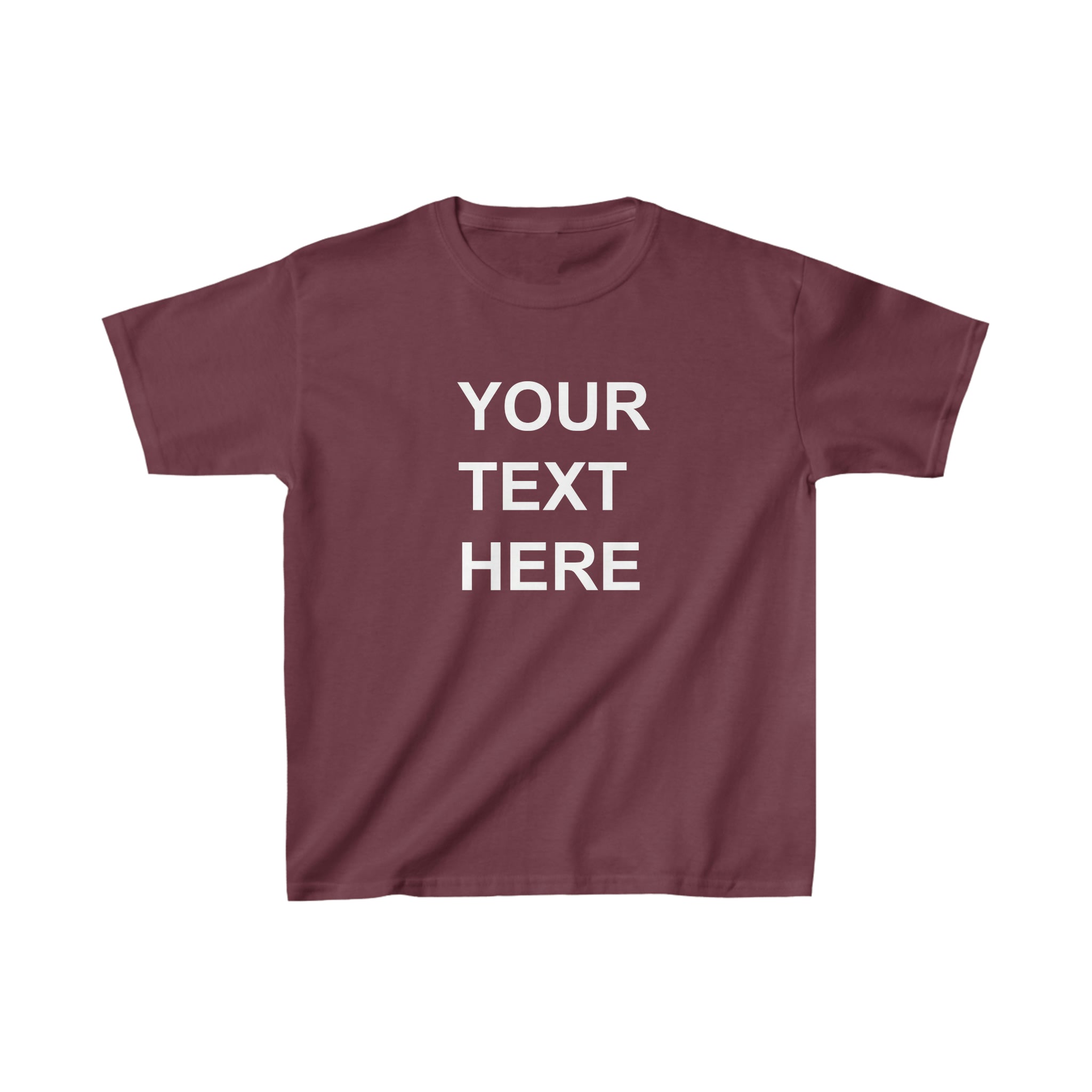 A colorful personalized kids tee shirt featuring custom text, made from soft cotton fabric, perfect for children.