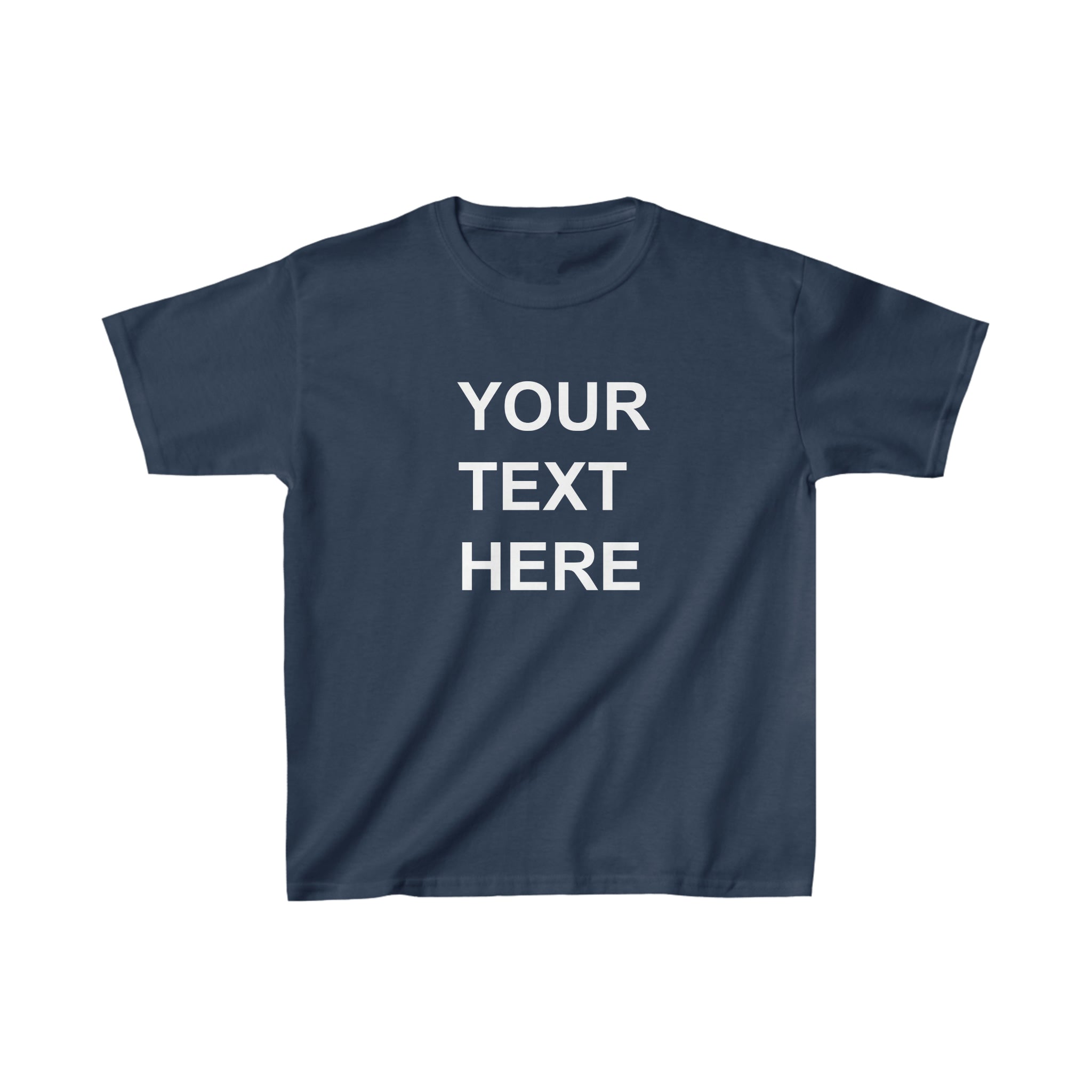 A colorful personalized kids tee shirt featuring custom text, made from soft cotton fabric, perfect for children.