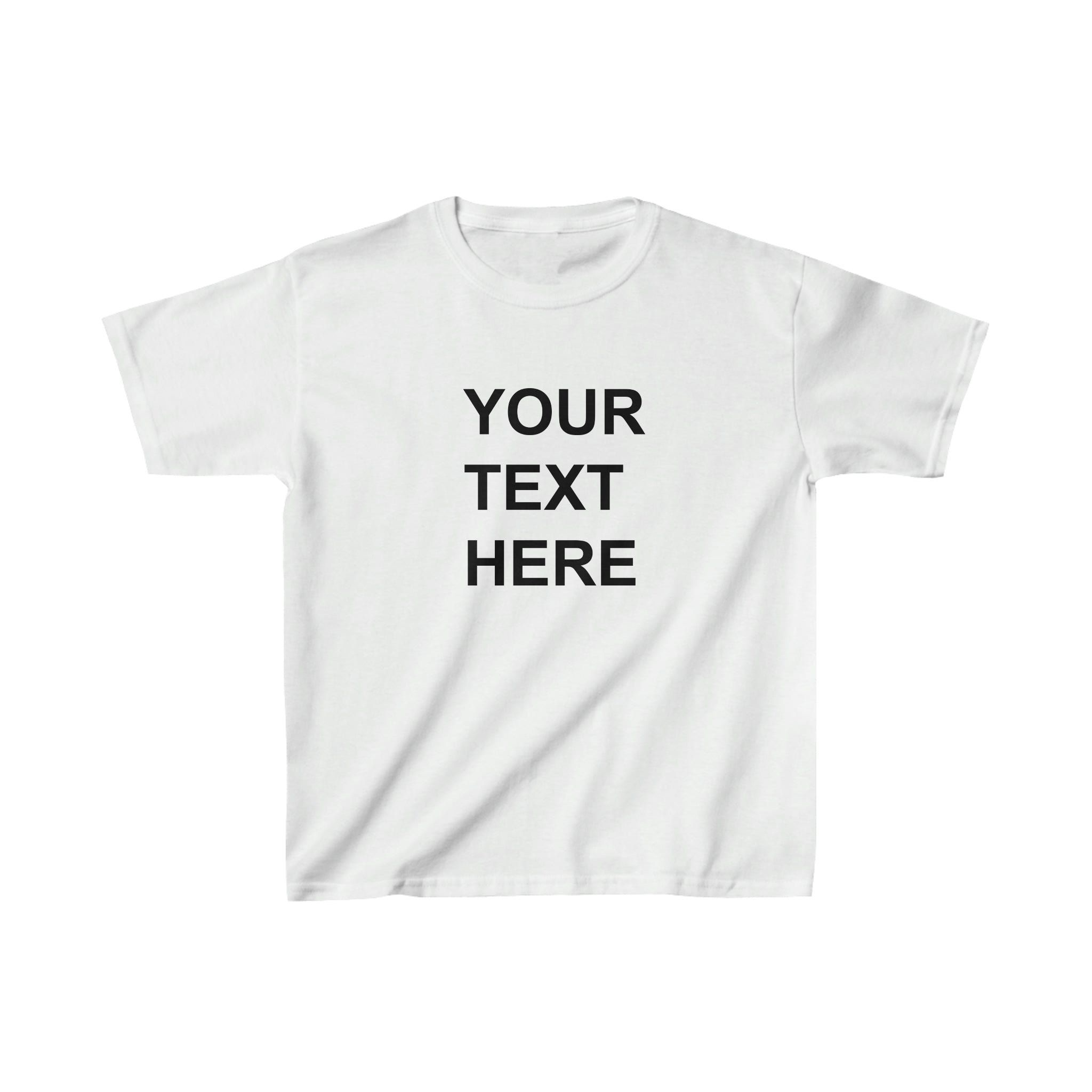 A colorful personalized kids tee shirt featuring custom text, made from soft cotton fabric, perfect for children.