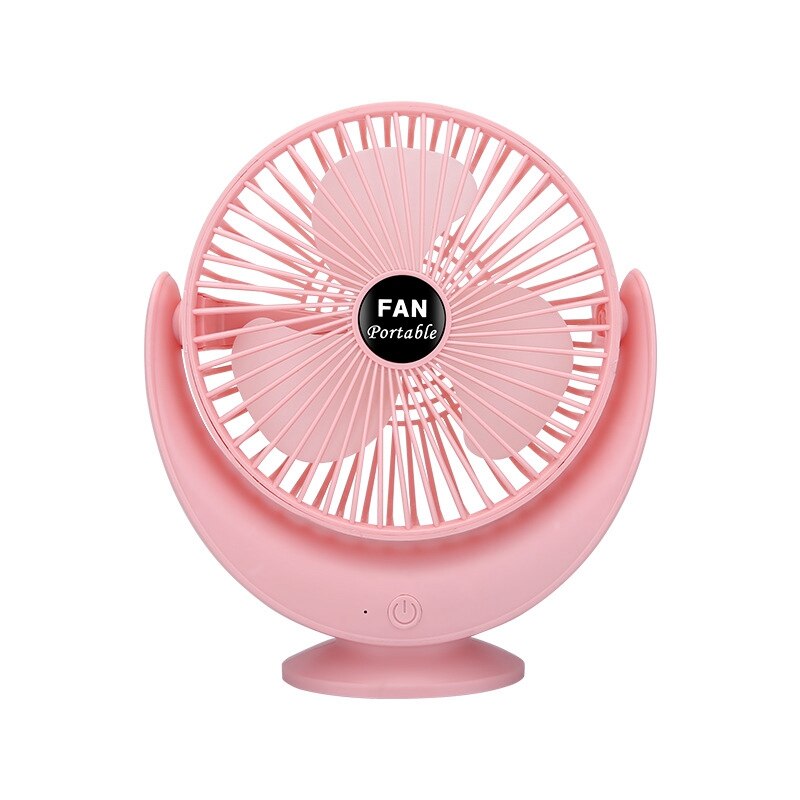 Portable 3-Speed Adjustable Crescent Fan in white gold color, designed for desktop use with three adjustable speeds and a sleek design.