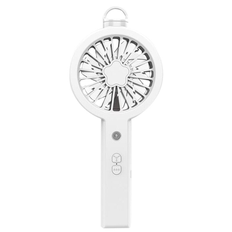 Portable Mini Water Spray Misting Handheld Fan in green, showcasing its sleek design and misting feature.