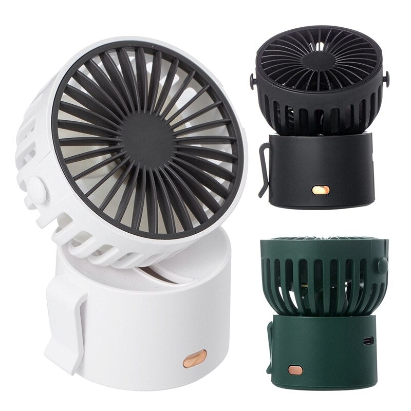 Small Personal Desktop Table Fan in green color, compact design with mute fan blades, perfect for office or bedroom use.