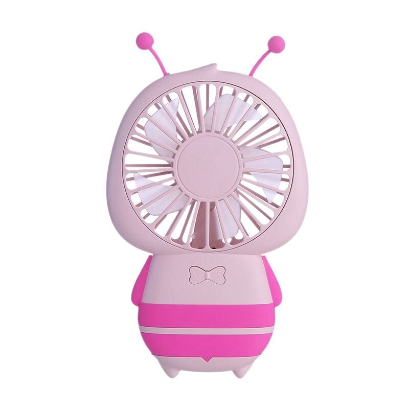 USB Rechargeable Little Bee Mini Fan in vibrant colors, perfect for outdoor sports and activities, showcasing its compact design and USB charging port.