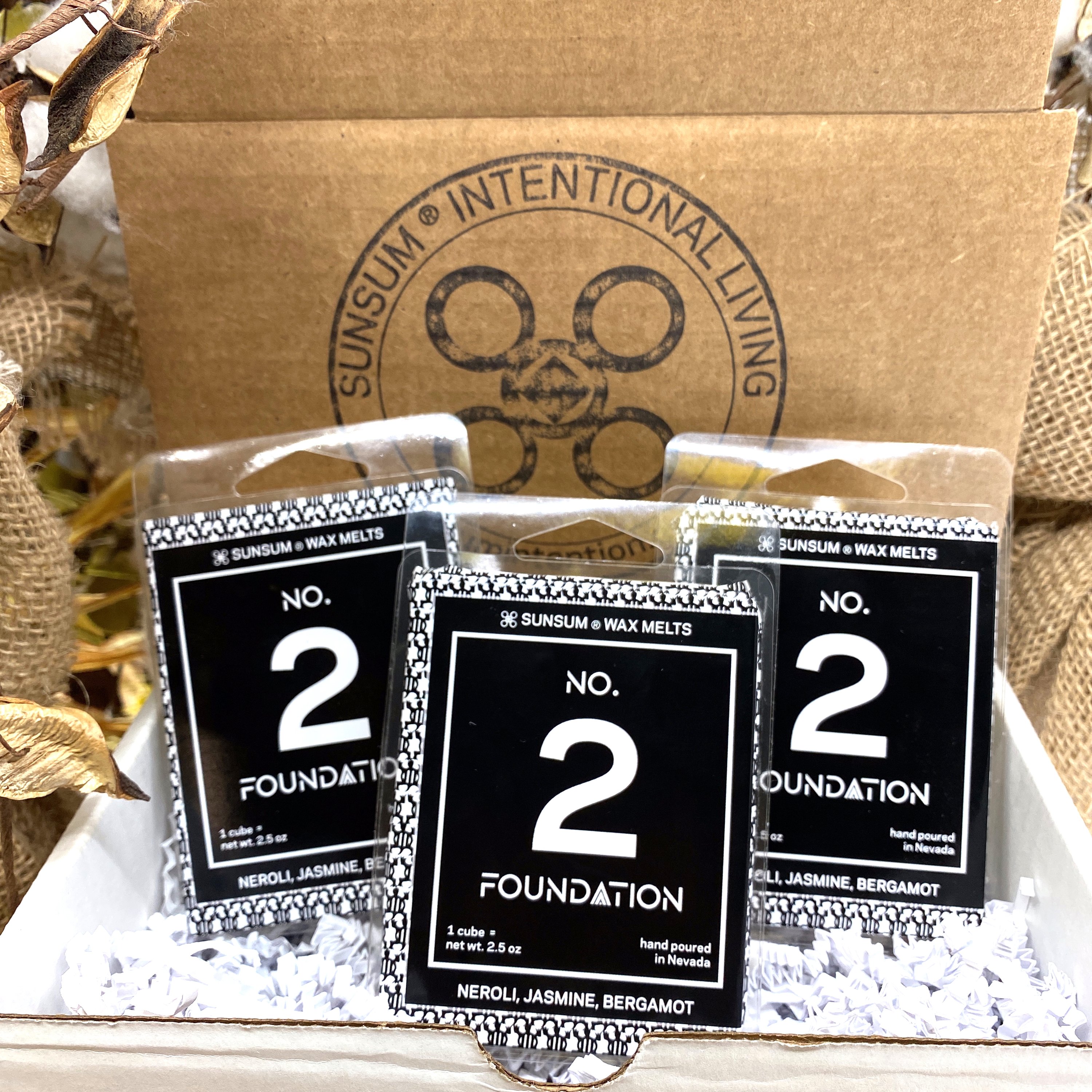 Spirit Number 222 Gift Set featuring handmade candles, body oils, and wax melts with calming aromas of neroli, jasmine, and bergamot.