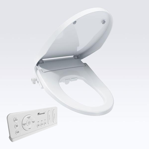 5Second Smart Bidet RS Series toilet seat with remote control, featuring a warm seat and sleek design, ideal for luxury bathroom experience.