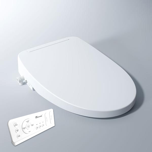 5Second Smart Bidet RS Series toilet seat with remote control, featuring a warm seat and sleek design, ideal for luxury bathroom experience.