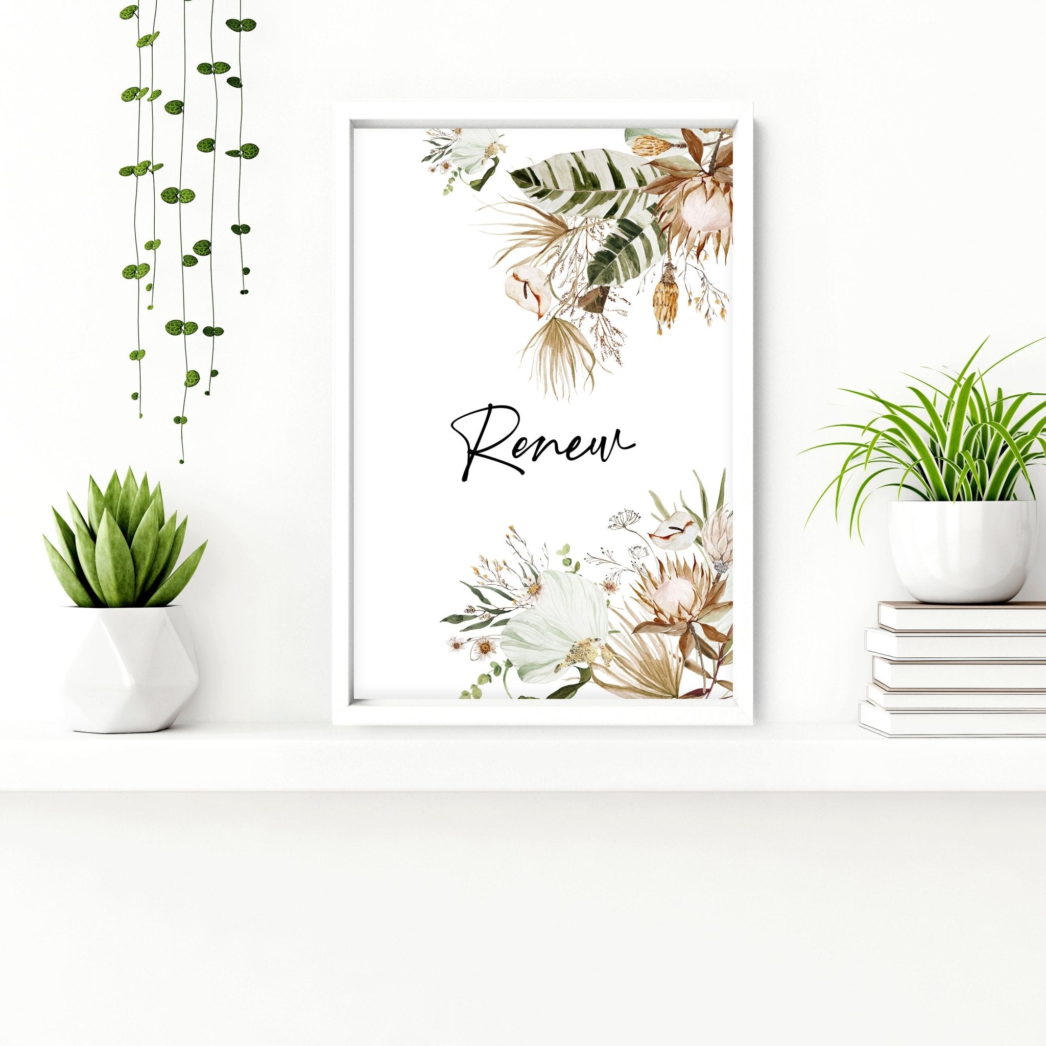 Set of 3 Bohemian botanical wall art prints for bathroom decor featuring intricate floral designs in earthy tones.