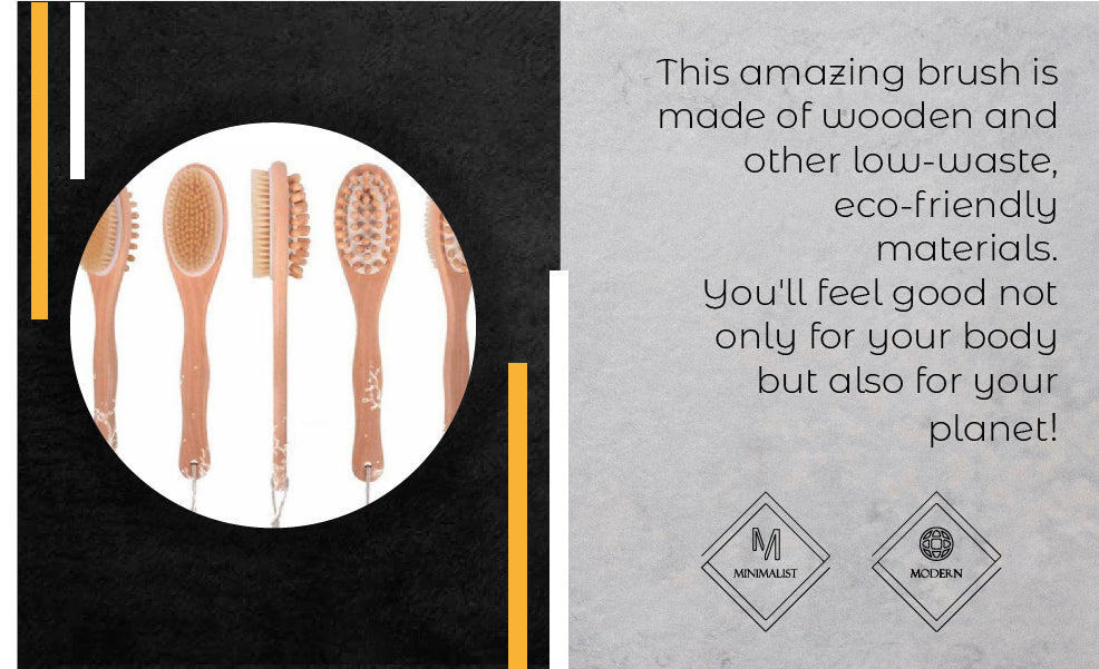 Eco-friendly Bath Body Massage Brush with long wooden handle and boar bristles, perfect for dry brushing and massage.