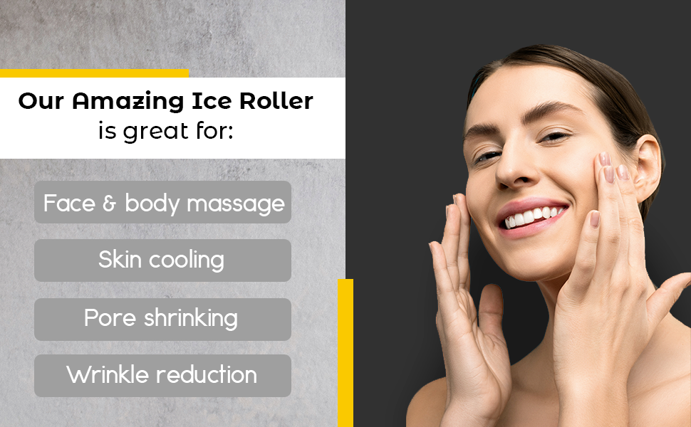 Body Massage Ice Roller made of stainless steel, designed for cooling and tightening skin, featuring a sleek white design.