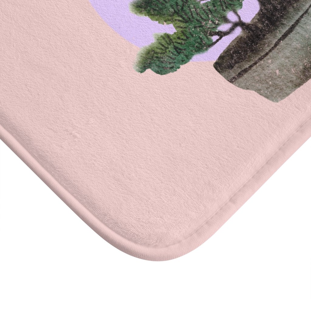 Bonsai Tree Series 3 Bath Mat featuring a unique bonsai design, made of soft microfiber with anti-slip backing and durable edge binding.