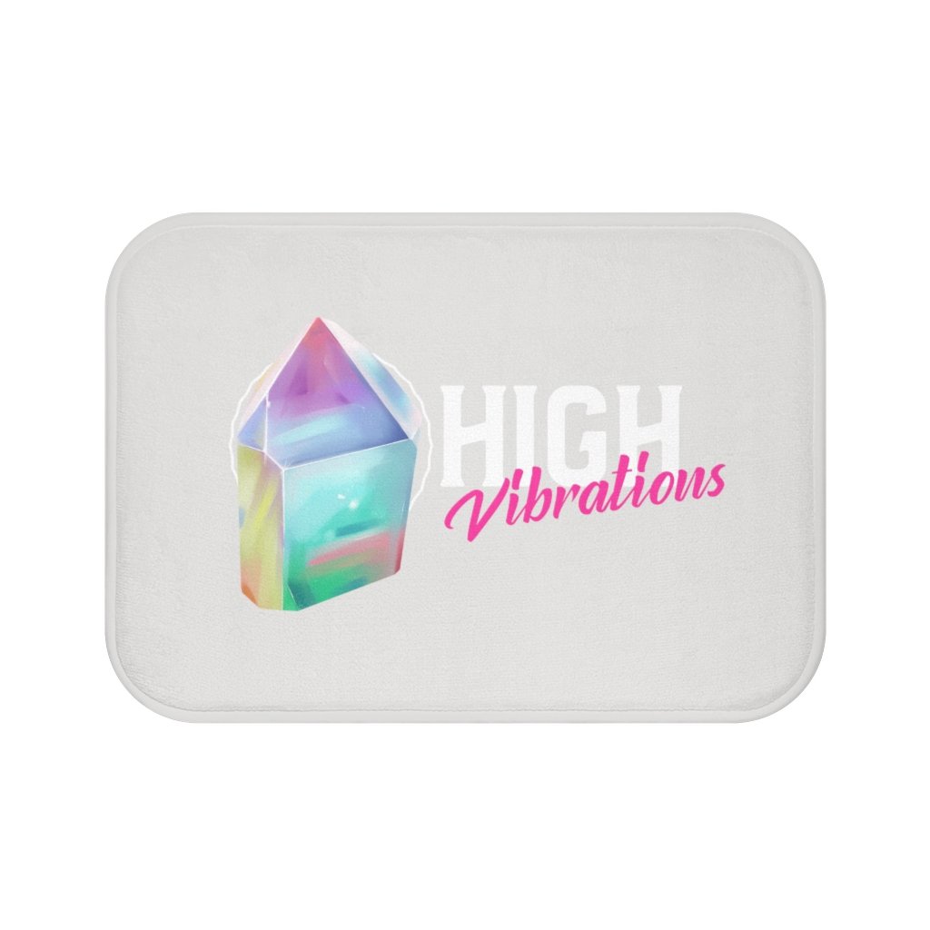 Crystal High Vibration Bath Mat with anti-slip backing, measuring 24" x 17", featuring a stylish design and soft microfiber material.