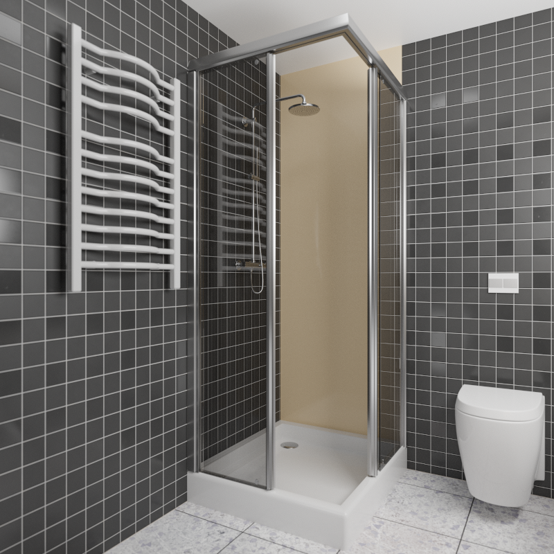 Wallando Duschrückwand in beige creme, fugenlose PVC Wandverkleidung für Dusche und Bad, seidenmatte Oberfläche, erhältlich in zwei Größen.