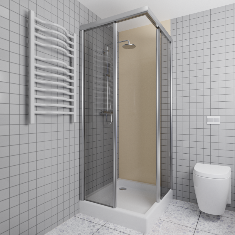 Wallando Duschrückwand in beige creme, fugenlose PVC Wandverkleidung für Dusche und Bad, seidenmatte Oberfläche, erhältlich in zwei Größen.