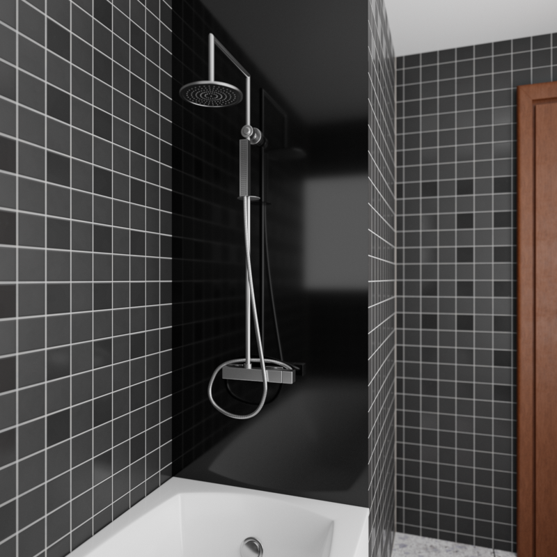 Wallando Duschrückwand in schwarz, fugenlos, 200x100 cm, seidenmatte Oberfläche aus PVC-Kunststoff, ideal für Dusche und Badewanne.