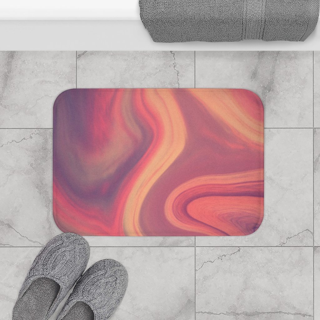 Electronic Swirl Bath Mat featuring a stylish swirl design, made of soft microfiber with anti-slip backing.