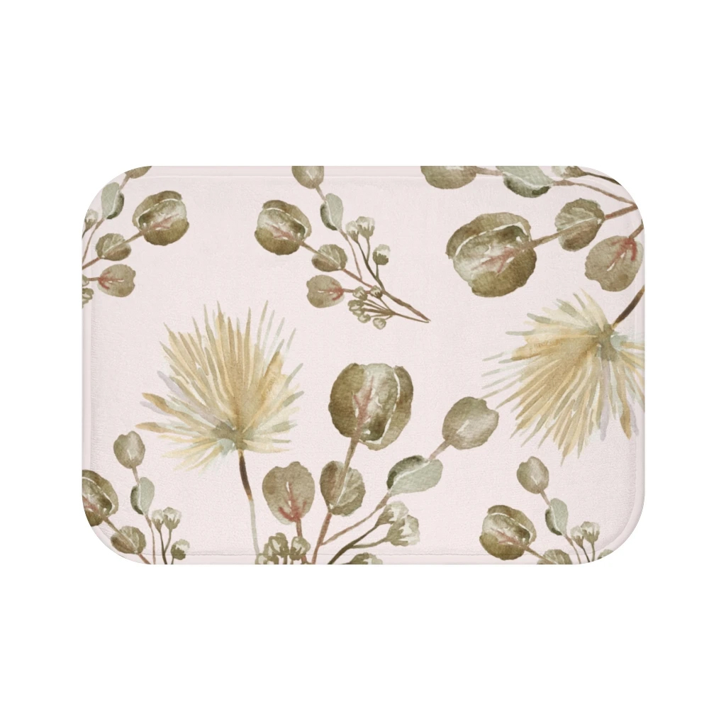 Garden Blossoms Bath Mat featuring a floral design, made of soft microfiber with anti-slip backing, measuring 24" x 17".