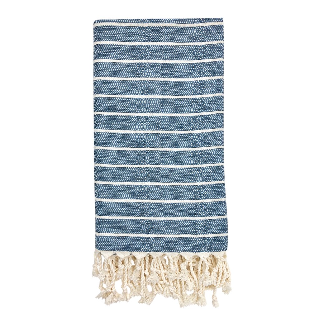 Geo Stripe Turkish Towel showcasing vibrant patterns and textures, perfect for bath, beach, and travel use.