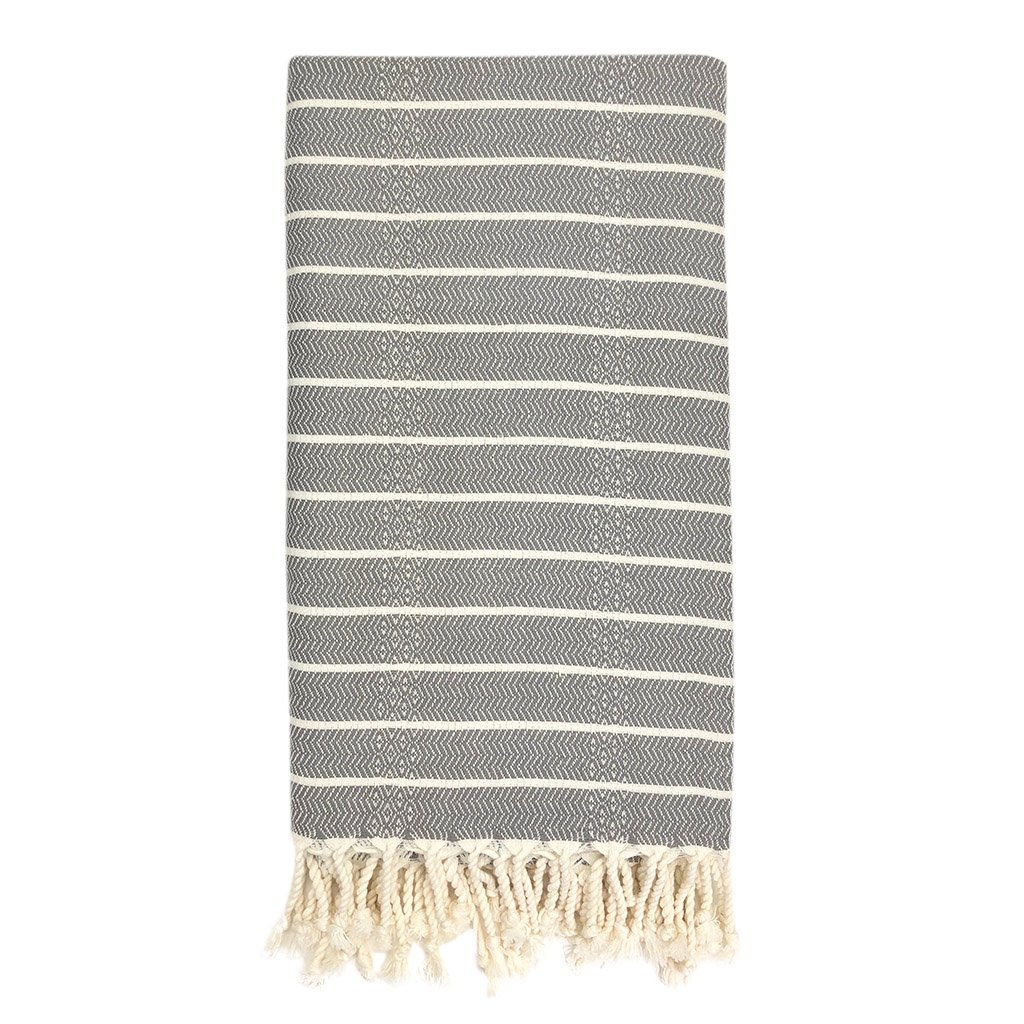 Geo Stripe Turkish Towel showcasing vibrant patterns and textures, perfect for bath, beach, and travel use.