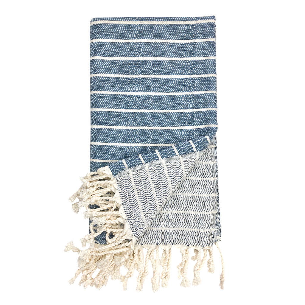 Geo Stripe Turkish Towel showcasing vibrant patterns and textures, perfect for bath, beach, and travel use.