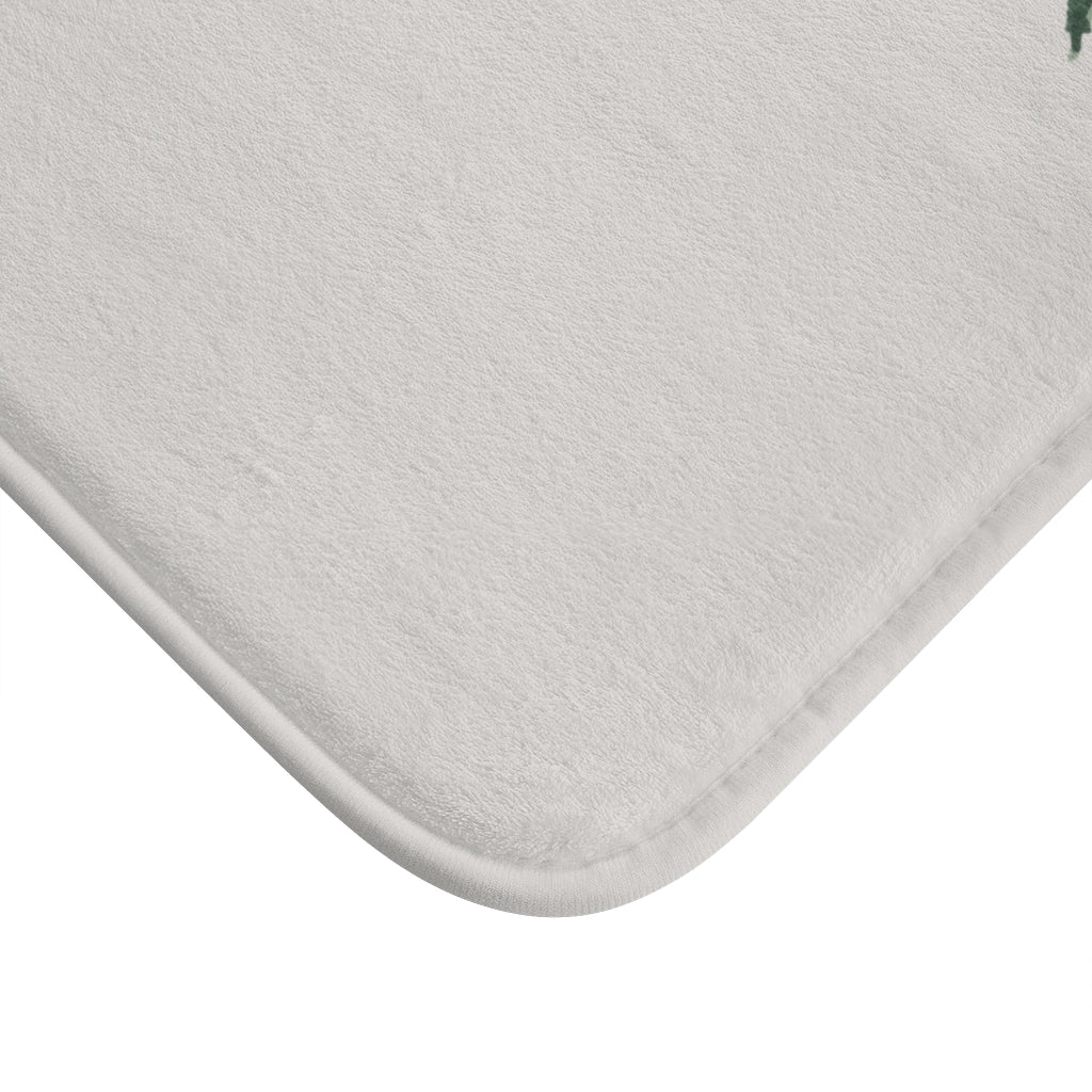 Gnome in Forest Bath Mat featuring a whimsical gnome design with anti-slip backing, perfect for bathroom decor.