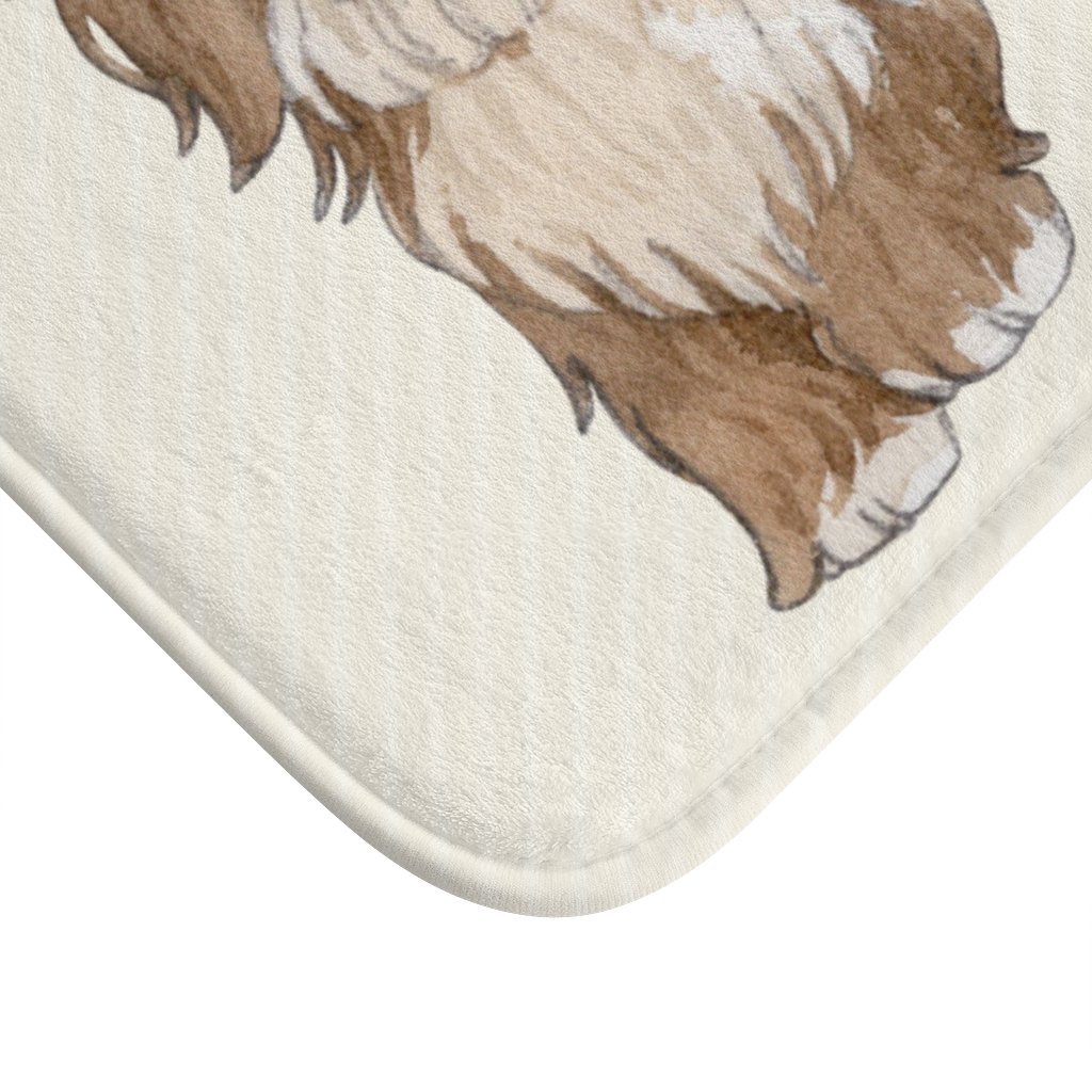 Happy Puppy Bath Mat featuring a playful puppy design, made of soft microfiber with anti-slip backing for safety.