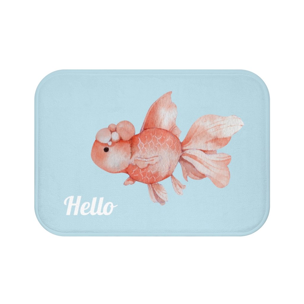 Koi Goldfish Bath Mat featuring vibrant colors and anti-slip backing, perfect for bathroom decor.