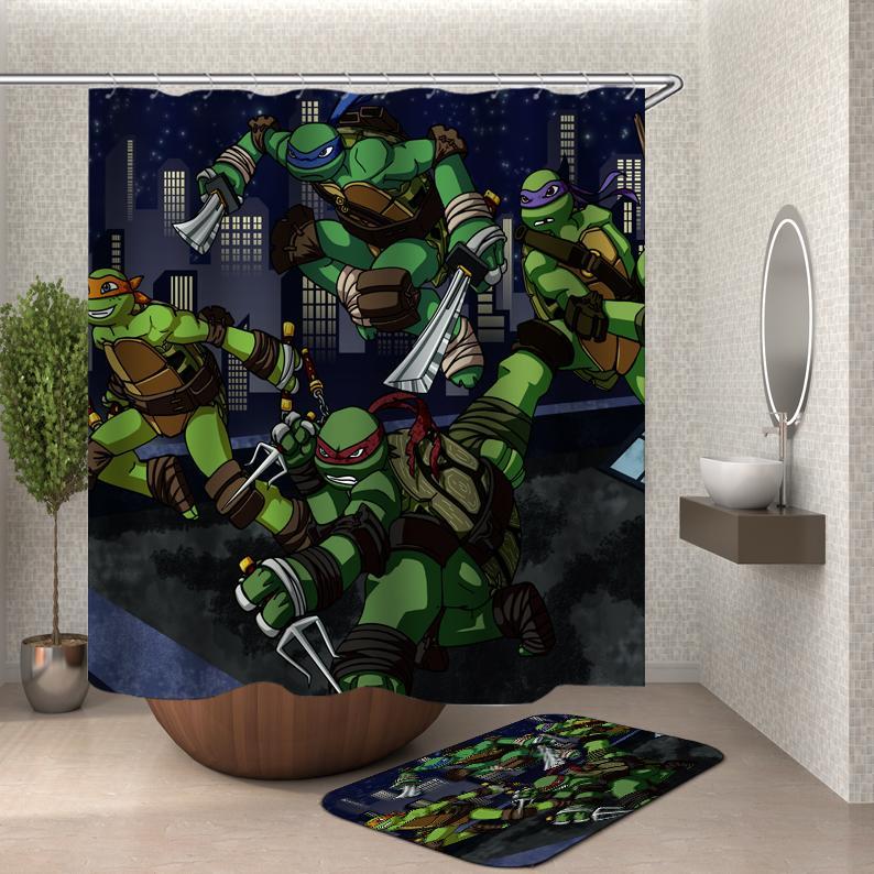 "Teenage Mutant Ninja Turtles shower curtain."