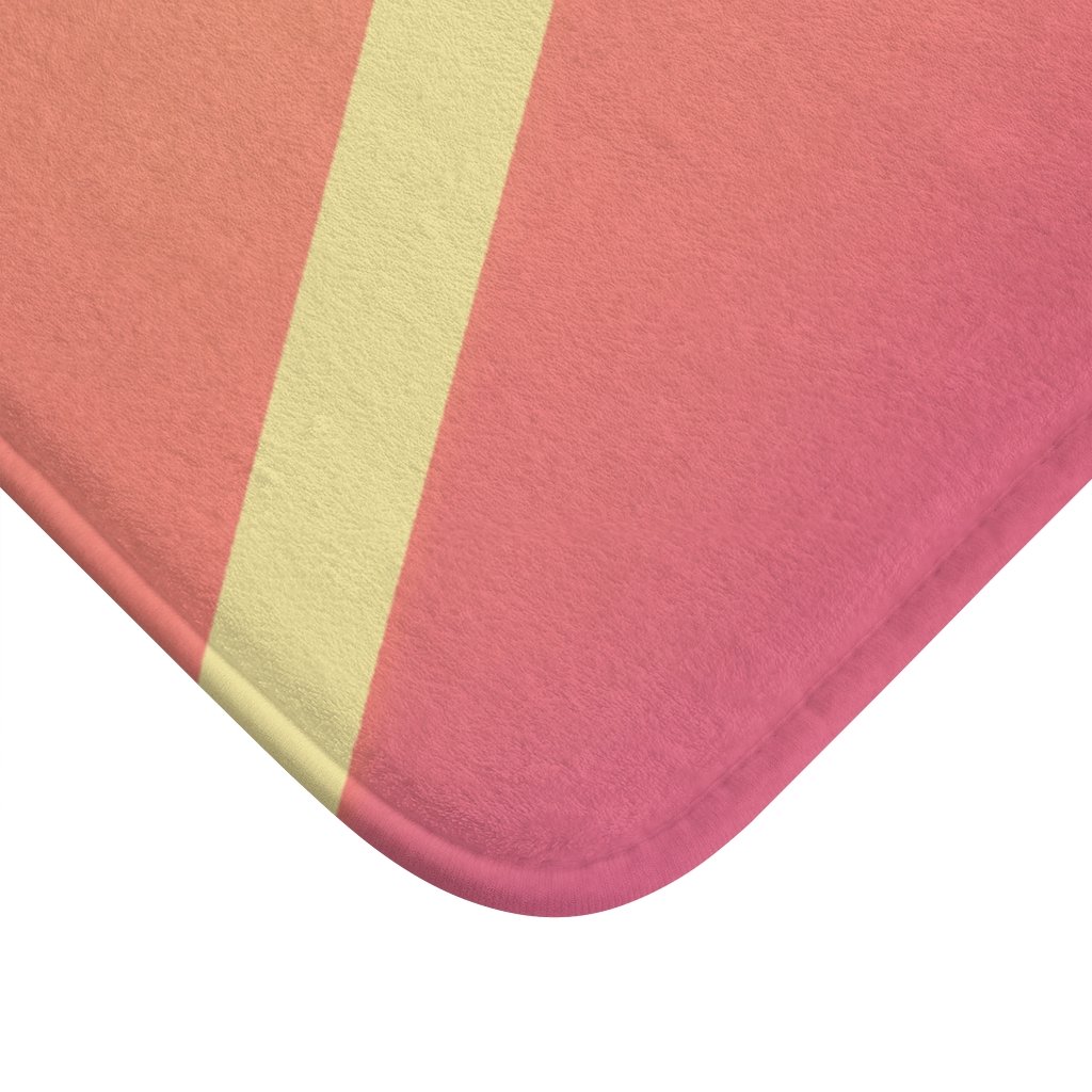 Pink Gradient Abstract Bath Mat with anti-slip backing, showcasing a stylish design suitable for any bathroom decor.