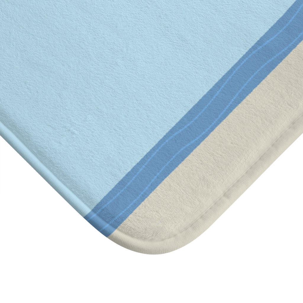 Sail Boat in the Ocean Bath Mat featuring a nautical design with anti-slip backing and soft microfiber material.