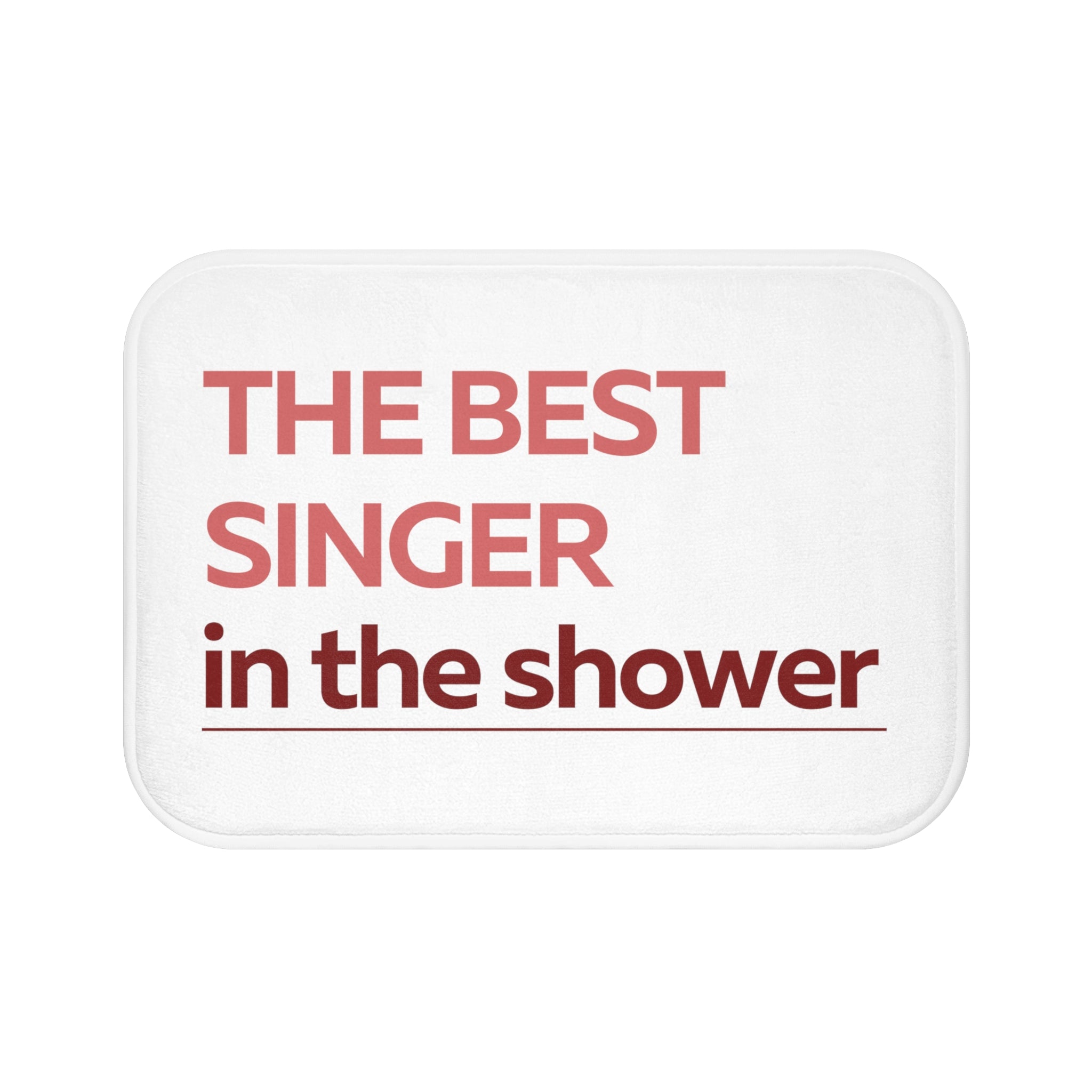 The Best Singer in The Shower Red Bath Mat with anti-slip backing, showcasing its vibrant red color and plush microfiber texture.