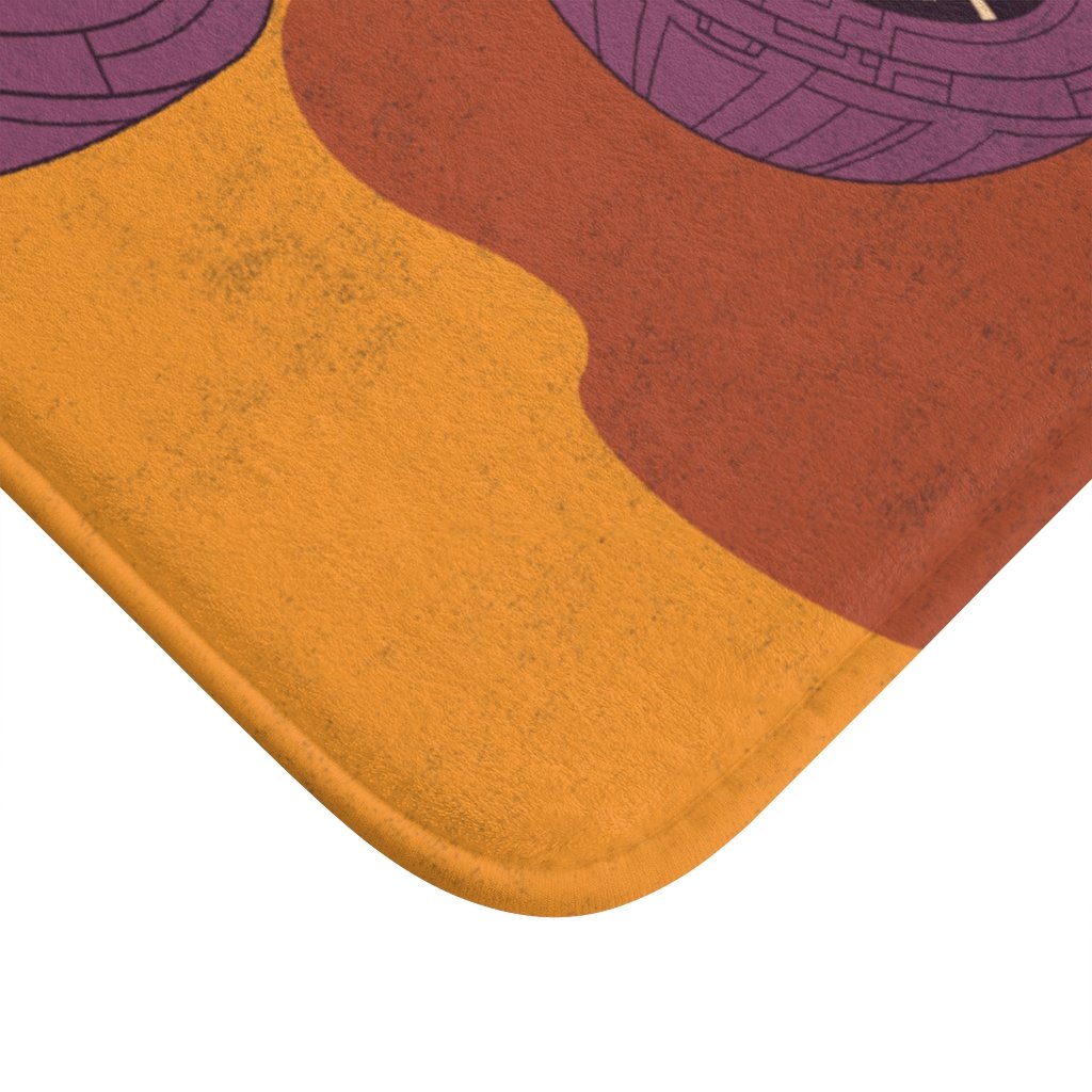 UFO Beaming Light Down Bath Mat featuring a colorful UFO design with anti-slip backing, perfect for bathroom decor.