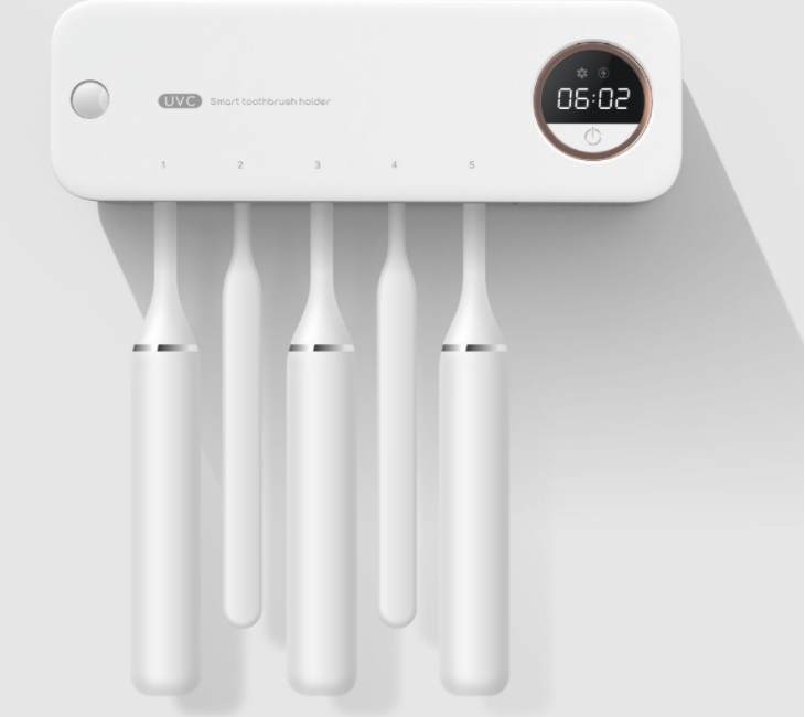 UV Toothbrush Holder Sterilizer with digital display and detachable design, showcasing its sleek and modern appearance.