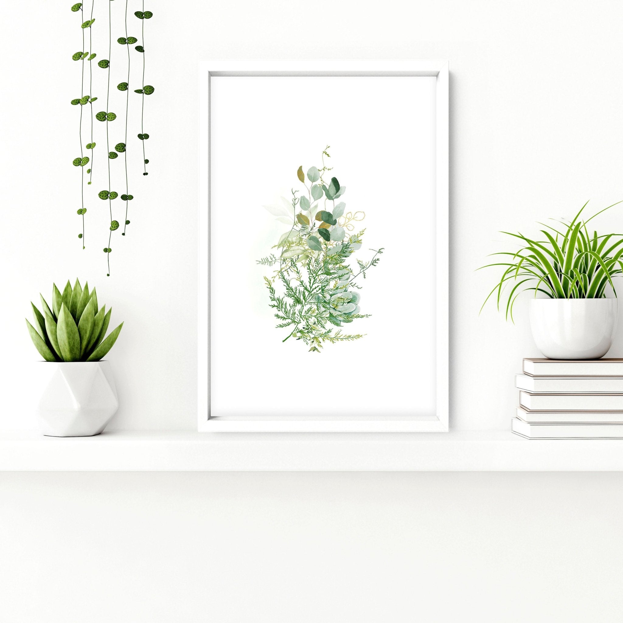 Set of 3 rustic wall art prints for bathroom decor featuring green and gold designs, perfect for adding charm and elegance to any indoor space.