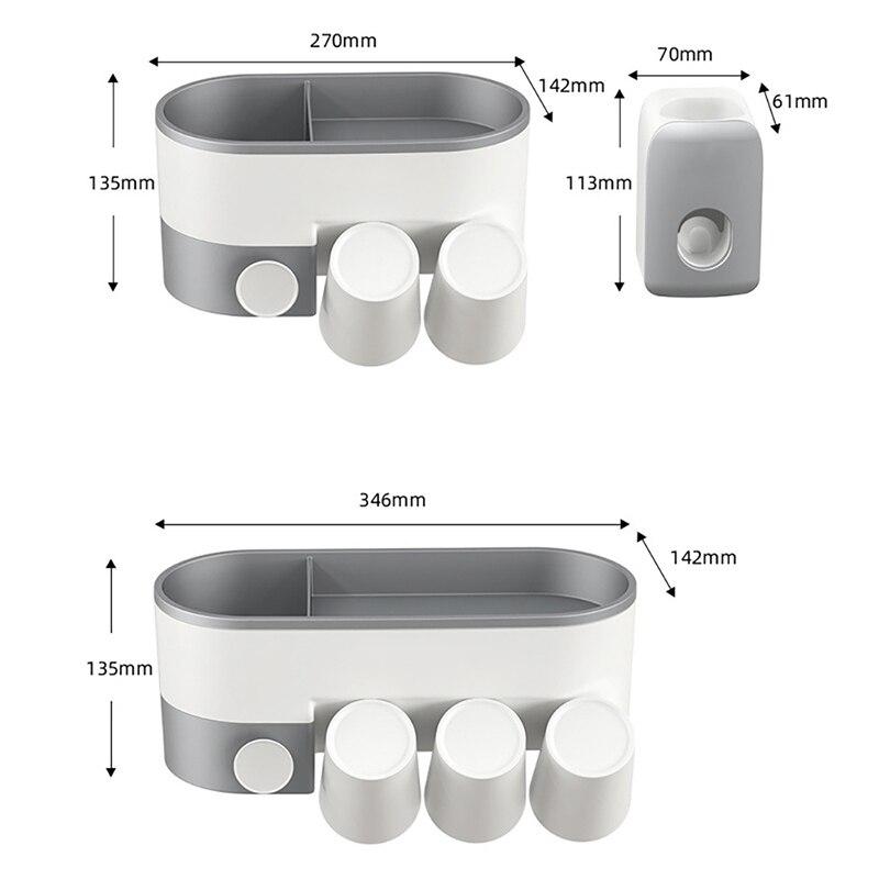 Wall-mounted toothbrush holder with cup and toothpaste dispenser, featuring a modern design and eco-friendly materials.