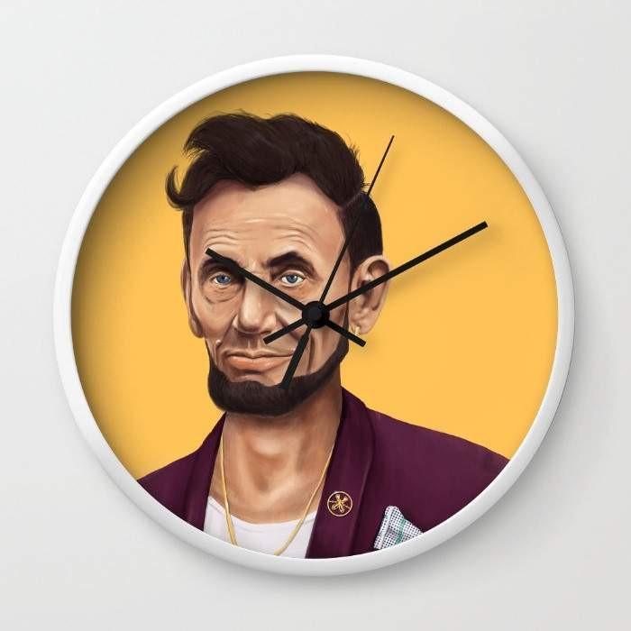 Modern clock with illustrated portrait