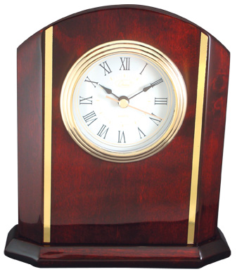 Chass 72537 Royal Arch Clock featuring a mahogany piano finish with gold accents, elegantly designed for home or office decor.