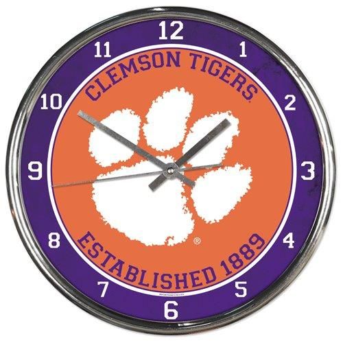 Main Clemson Tigers Clock Round Wall Style Chrome image