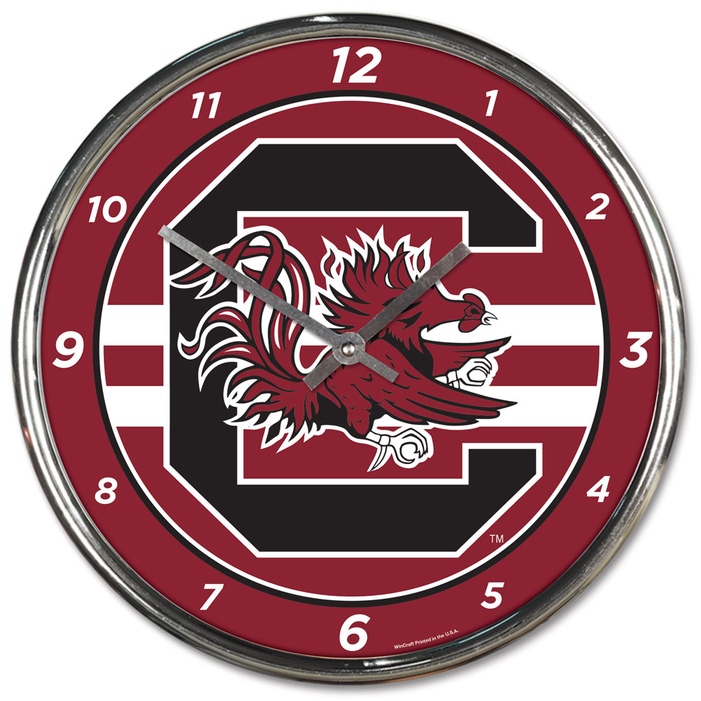 Main South Carolina Gamecocks Clock Round Wall Style Chrome image