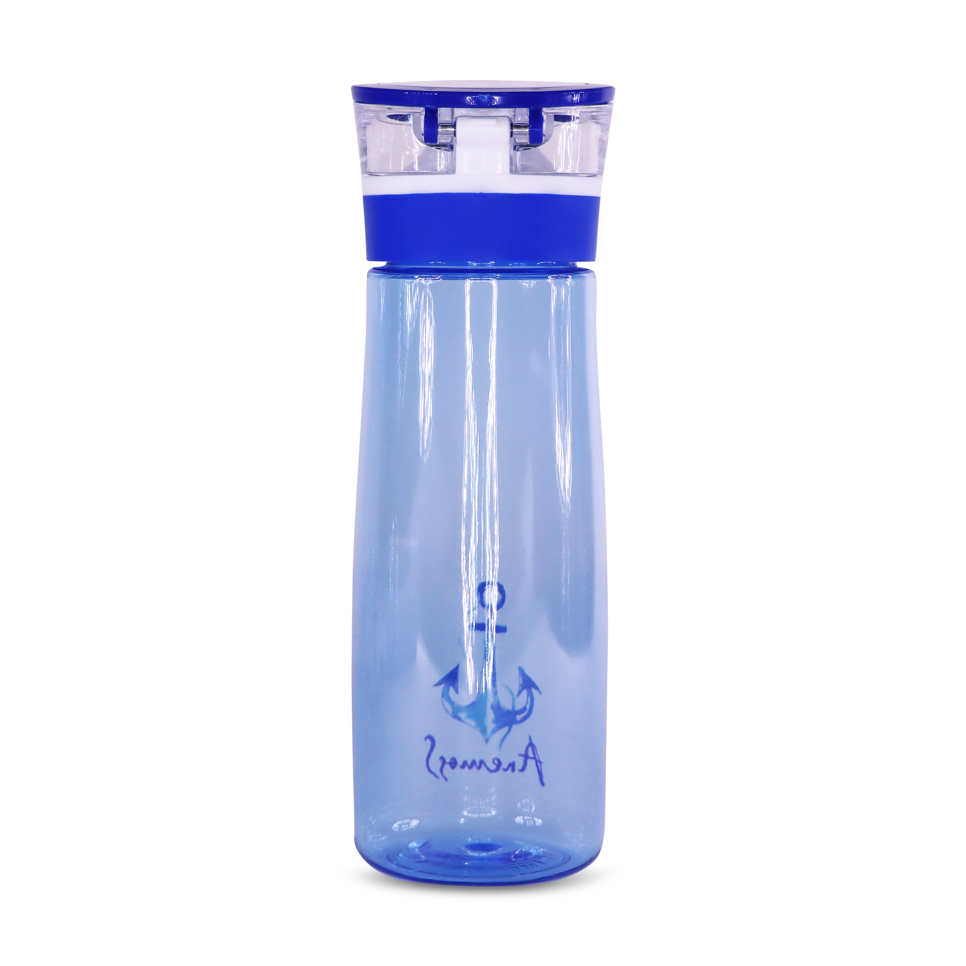 ANEMOSS Anker Muster Tritan Wasserflasche 600 ml in Blau, BPA-frei, mit praktischem Trageriemen und stilvollem Design.