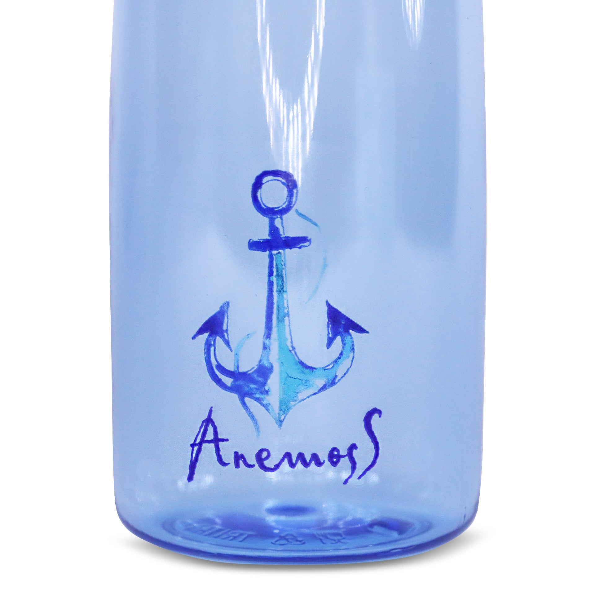 ANEMOSS Anker Muster Tritan Wasserflasche 600 ml in Blau, BPA-frei, mit praktischem Trageriemen und stilvollem Design.