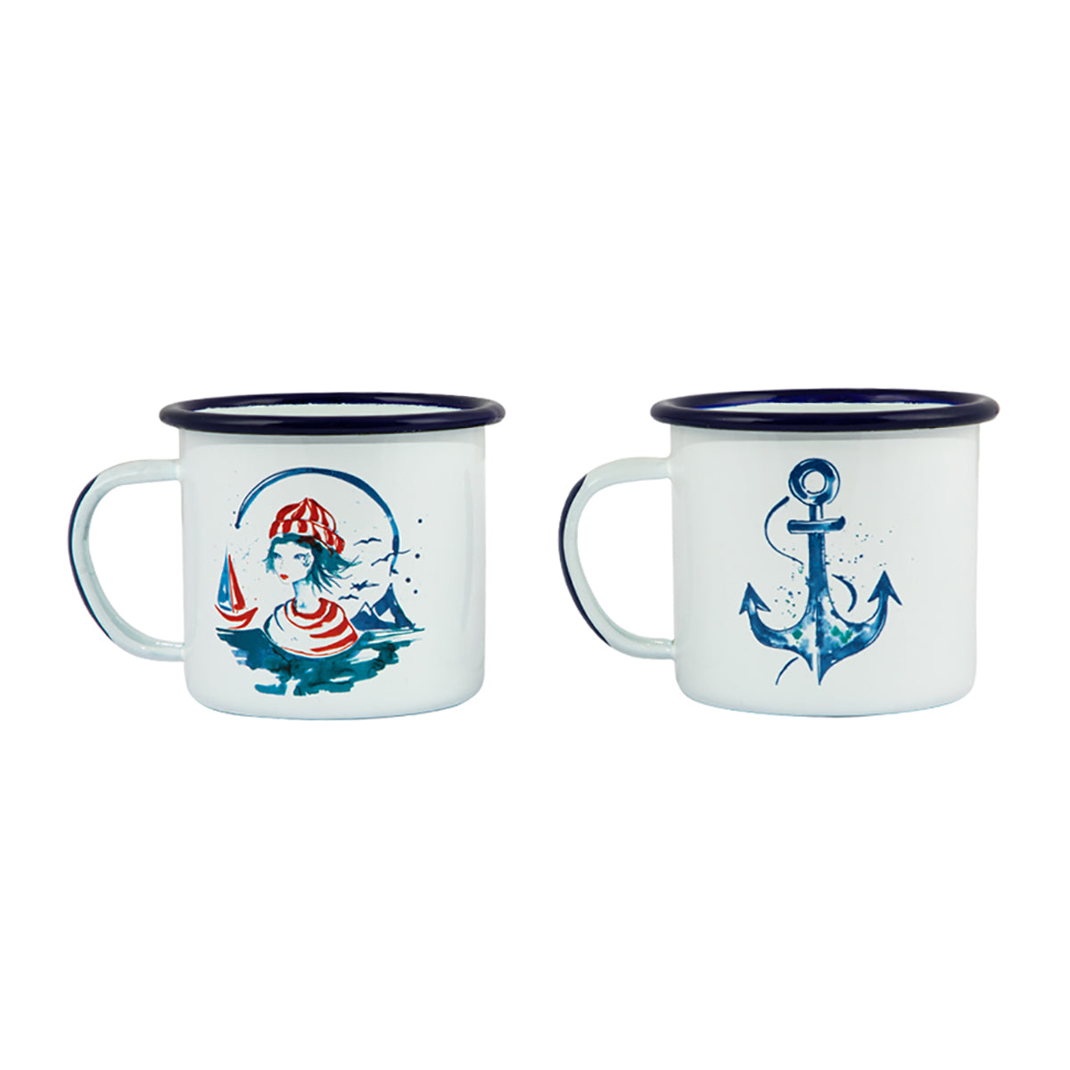 Anemoss Marine Collection Sailor Girl & Anchor Tassen Set, 350 ml, mit maritimem Design und bunten Motiven.