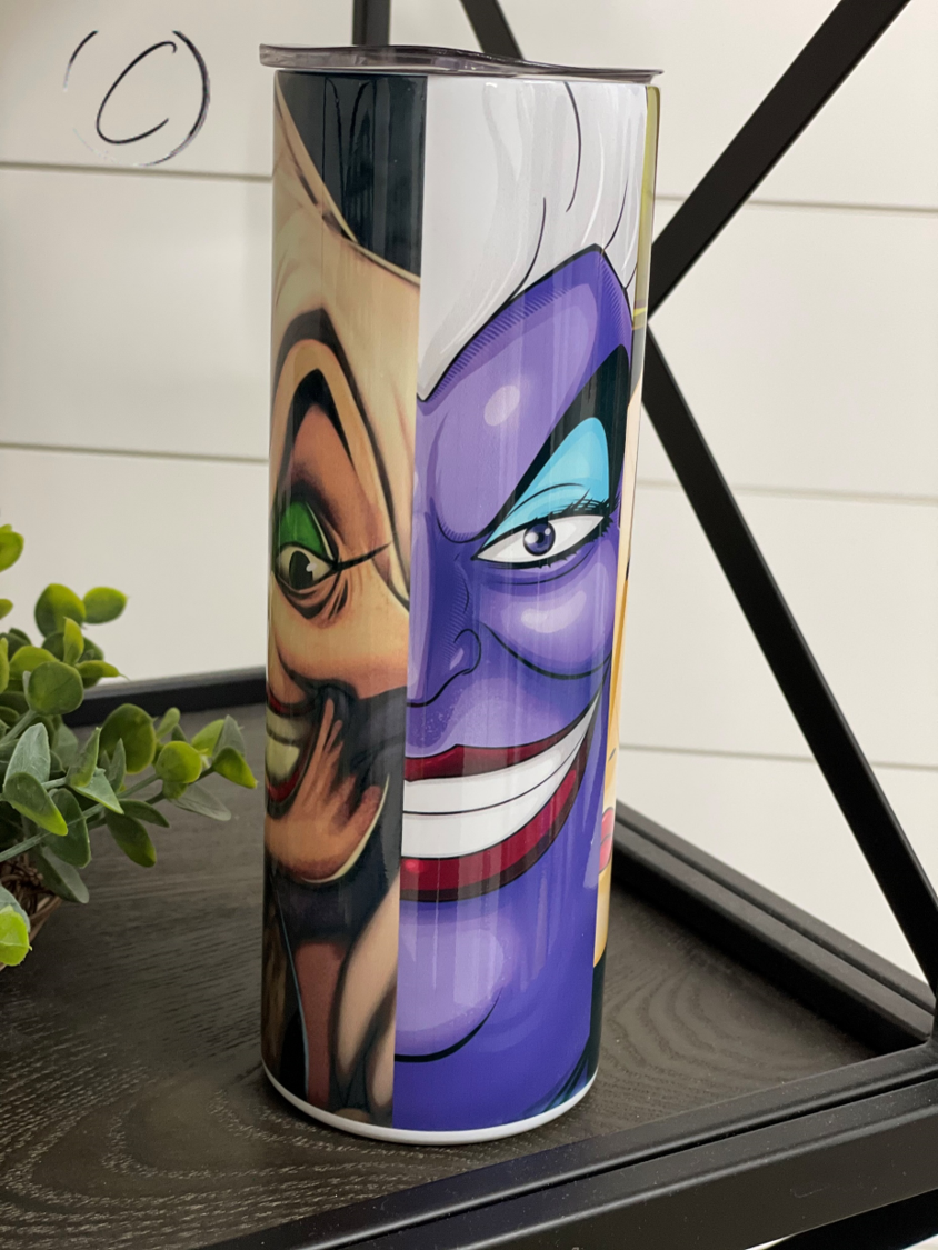 Bad Girls 20oz Skinny Tumbler with a vibrant full wrap design, featuring a reusable straw and insulated body.