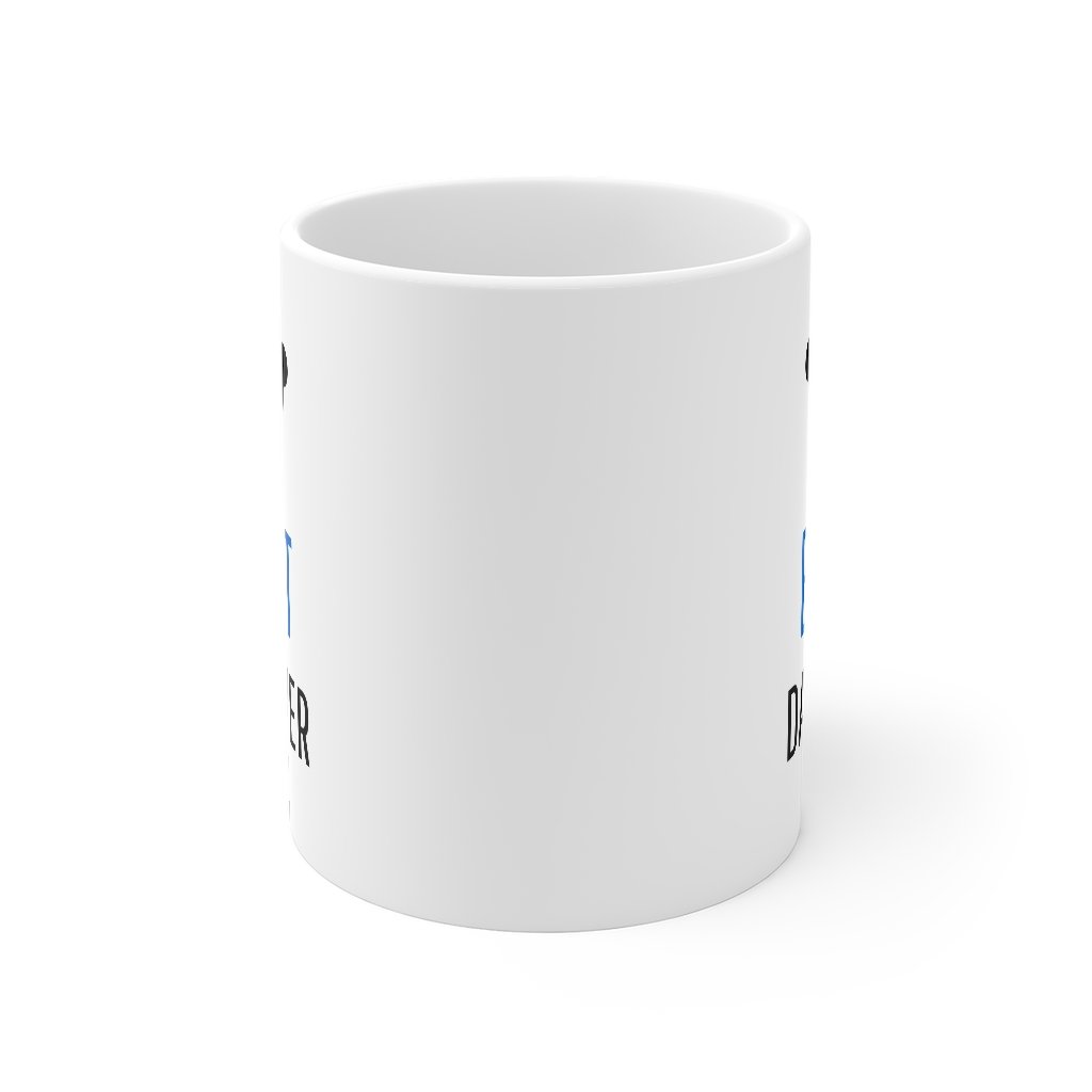 A white ceramic coffee mug with the phrase 'Best Dad' and a crown design, perfect for hot beverages.