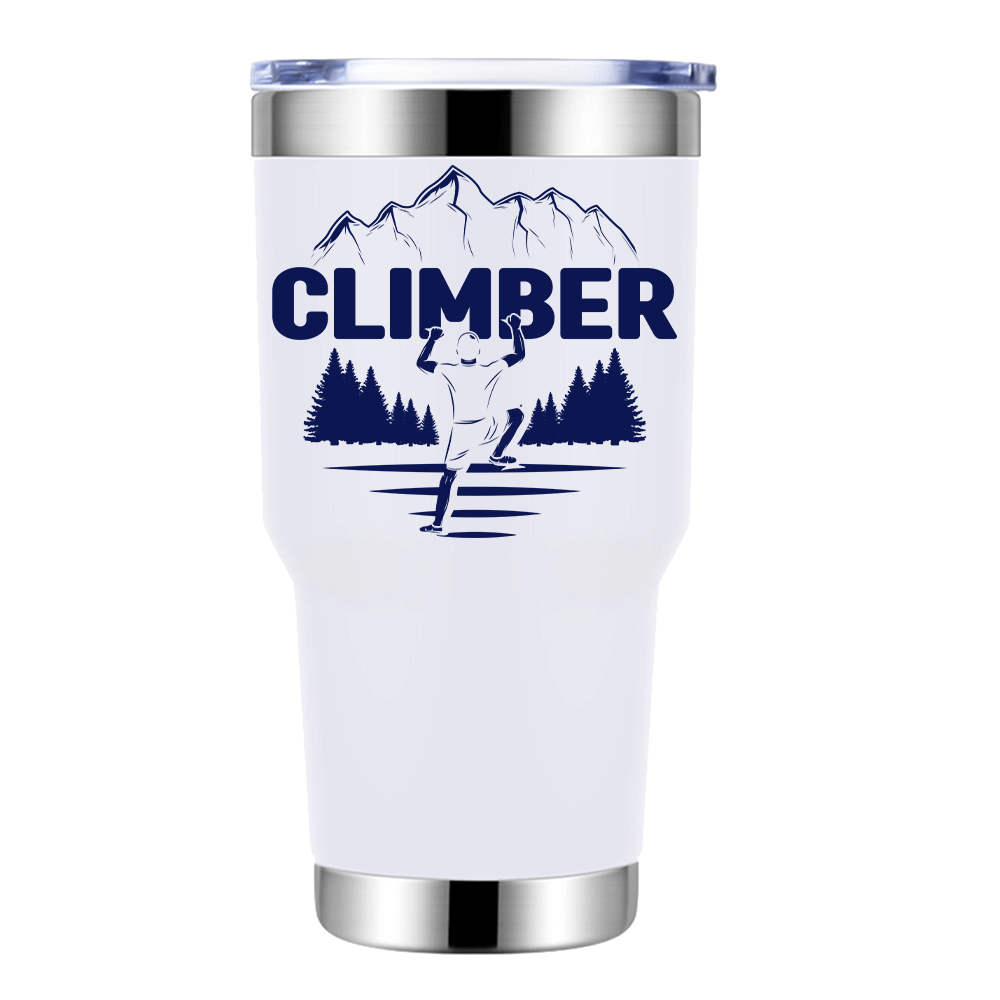 Climber 30oz Insulated Vacuum Sealed Tumbler in vibrant colors, showcasing its stainless steel design and leak-proof cap.