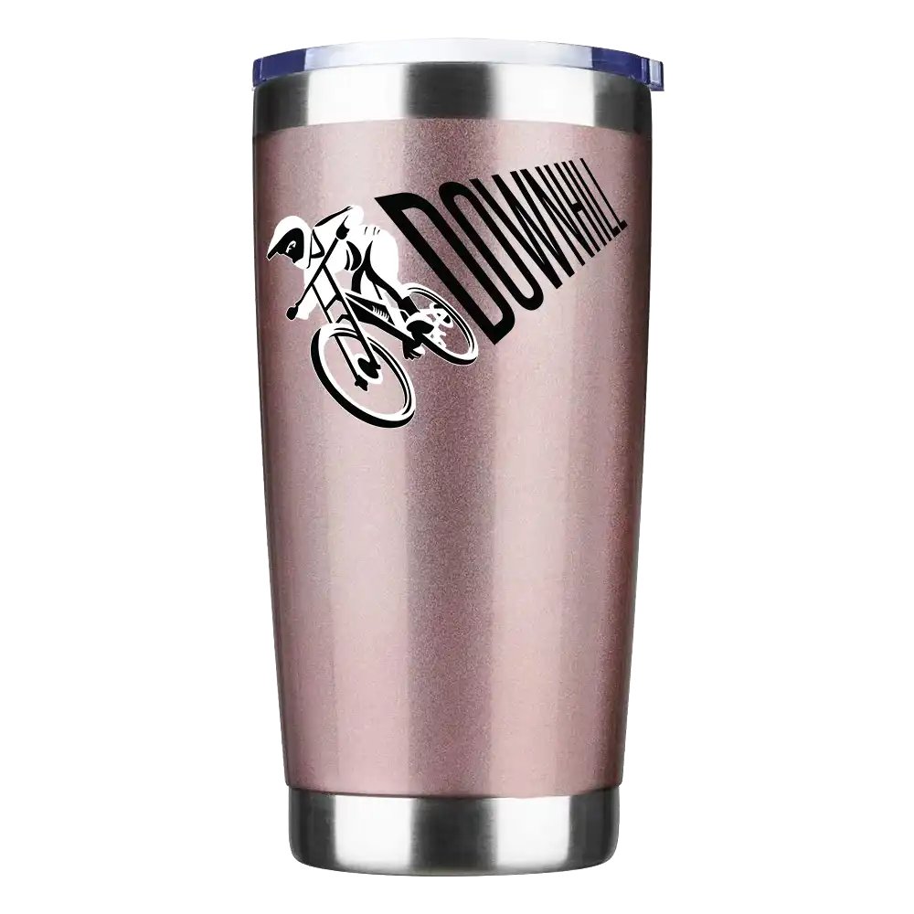 A sleek 20oz insulated stainless steel tumbler with a splash-proof lid, featuring vibrant UV-printed designs, perfect for cycling and outdoor activities.