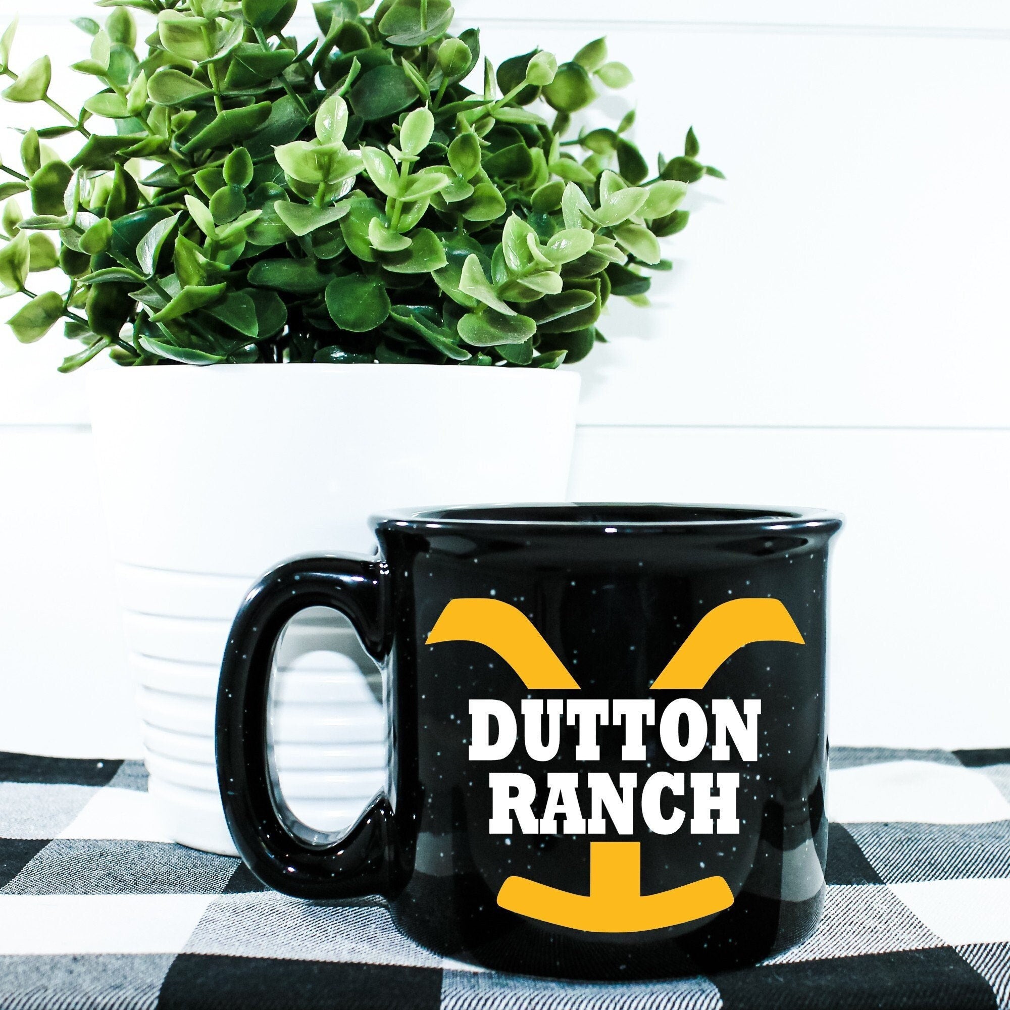 Dutton Ranch Campfire Mug with outdoor vinyl design, perfect for hot beverages.