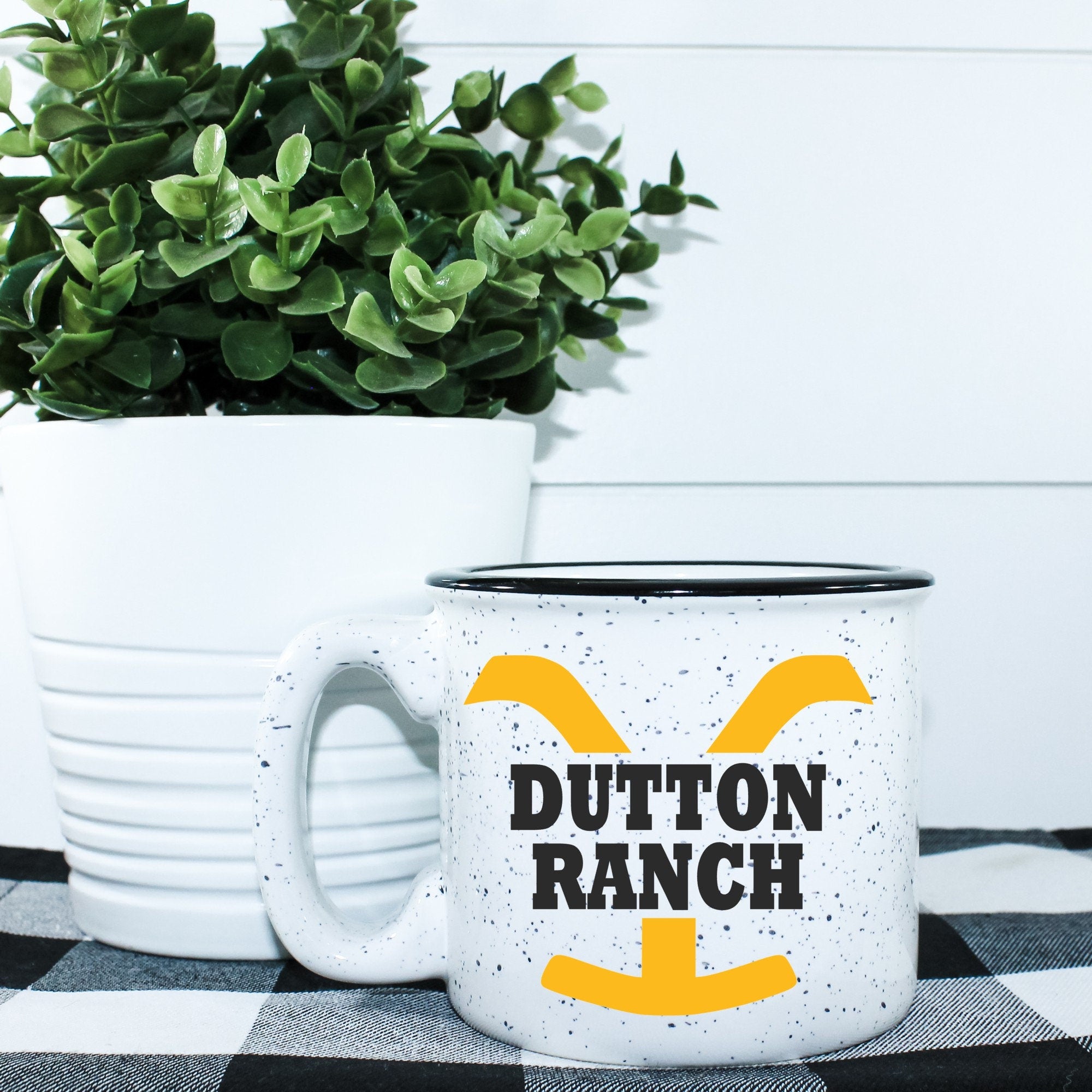 Dutton Ranch Campfire Mug with outdoor vinyl design, perfect for hot beverages.