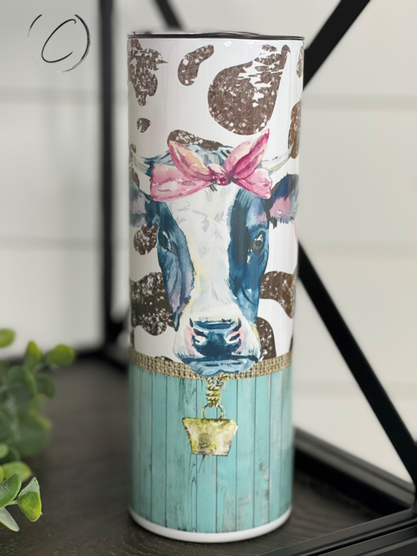 Farm Animal Friends 20oz Skinny Tumbler featuring a colorful farm animal design, perfect for hot and cold beverages.